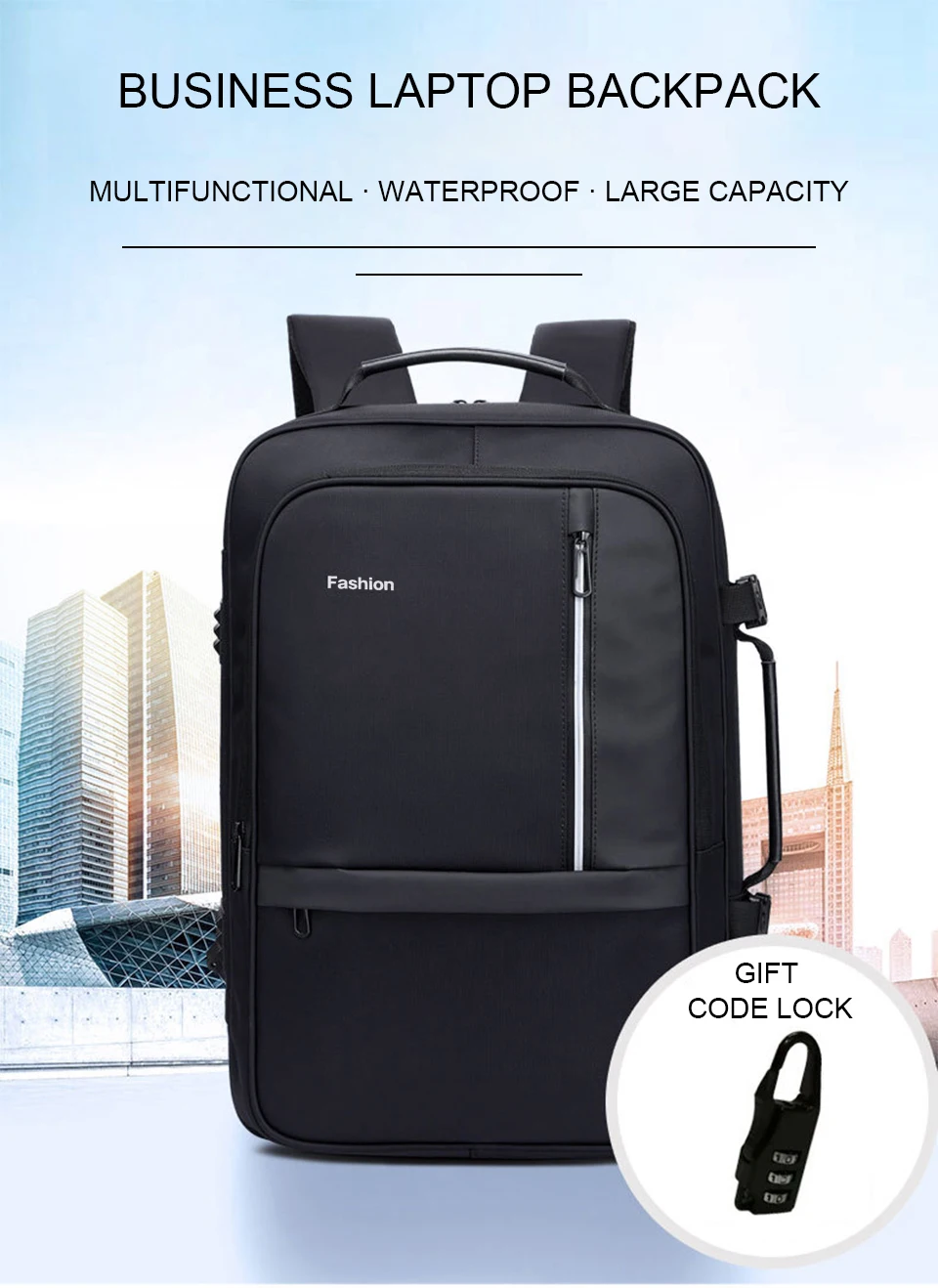 Fashion Laptop Bags Business Men Backpack 15.6 Inch Notebook Travel USB Charging Waterproof Backpacking Male Women Smart Bagpack (1)