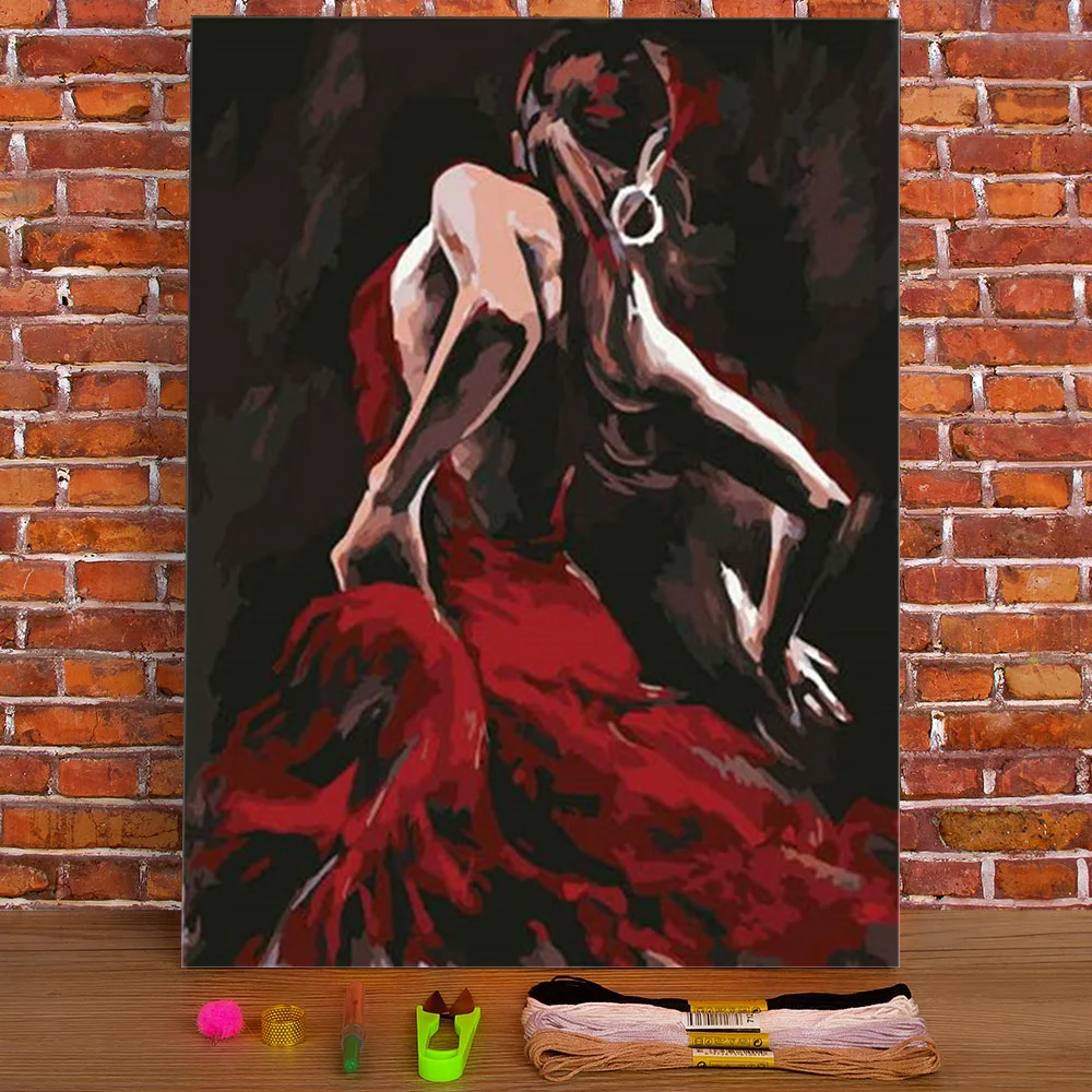 Woman Dance Printed 11CT Cross Stitch Embroidery Set DMC Threads Handmade Needlework Craft Knitting Wholesale Promotions | Дом и сад