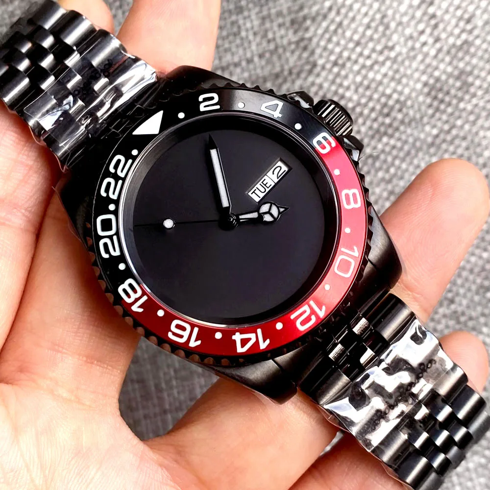 Zodiac GMT 40mm Parnis Quadrante Nero GMT Lunetta In Ceramica