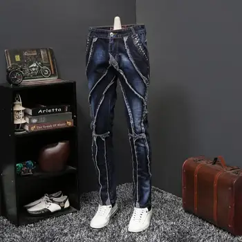 

2020 Autumn Jeans Male Personality Self-cultivation Directly Canister Long Pants Tide Brand Designer Jeans Gathered Jeans