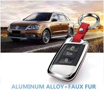 

New Suede Leather Zinc alloy Car Key Case For VW Tiguan MK2 3C CC Magotan R36 Passat B5 B6 B7 B8 CC 2017 2018 For Skoda SuperbA7