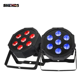 

2/4Pcs 7x18W RGBWA+UV LED Flat Par Light Mobile Plug Ultra-Quiet Fan Family Birthday Party Theater Wedding SHEHDS Stage Lighting