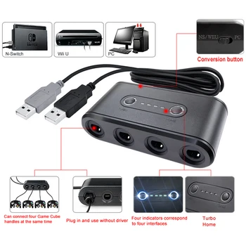 

For Nintend Switch/WiiU/PC ForGameCube GC Joystick Convert GCtoUSB Port Game Accessories For Nintend Switch NS 4 Ports Adapter