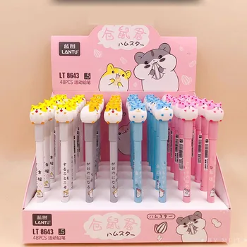 

48 pcs/lot Cartoon Hamster Mechanical Pencil Cute Student Automatic Pen For Kid School Office Supply Promotional gifts