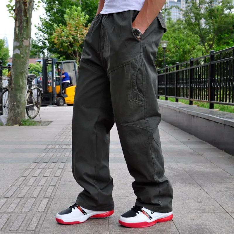7XL 6XL Winter Men Cotton Cargo Thick Pants Zipper Large Size 8XL Out Door Stretch Elastic Waist Elasticity Safari Style Pants