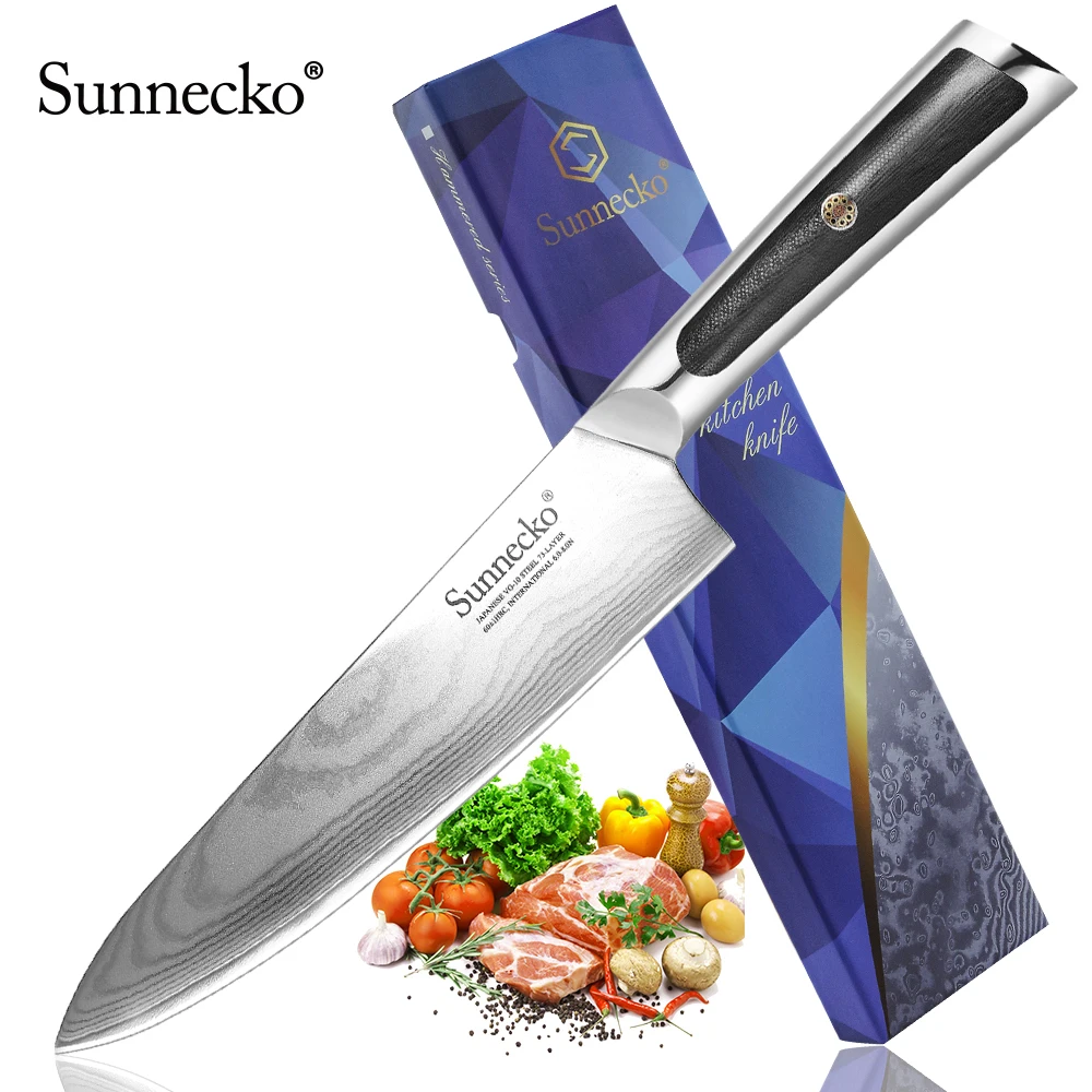 Sunnecko Профессиональный 8 дюймовый нож шеф повара японский VG10 ядро стальное лезвие