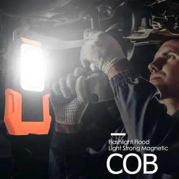 

Lightweight COB LED Torch 3 Modes High-strength Plastic Magnetic Work Lamp Flashlight Light for Outdoor Travel 133x60x32mm