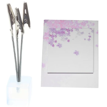 

1 Pcs 3 Clips Wire Memo Holder Paper Note Clip Base & 4 Pcs Memo Pad Sticky Notes Stationery Sticker