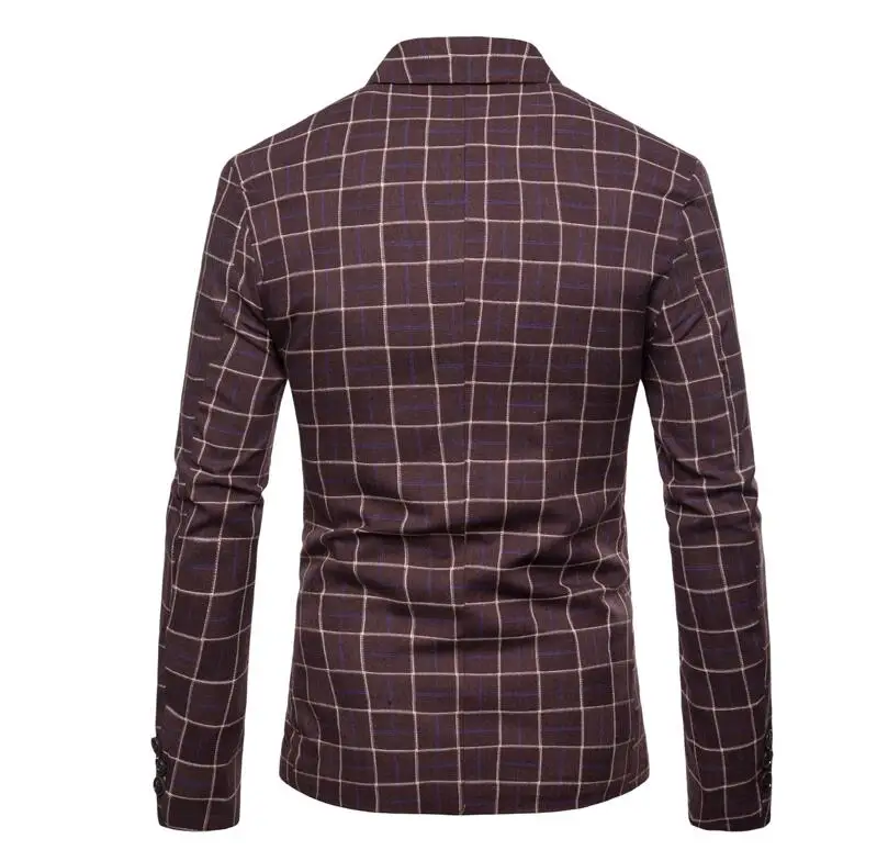 Повседневные Модные клетчатые костюмы для мужчин Блейзер Осень masculino slim fit casaco jaqueta masculina пальто Мужская куртка
