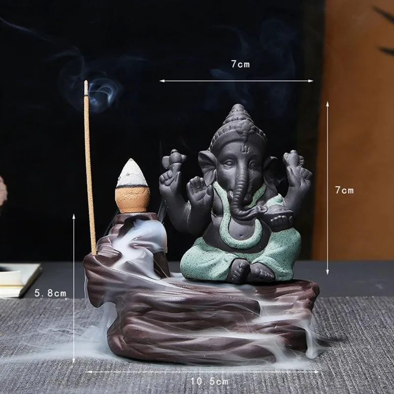 Керамический Бог слон Ganesha курильница для благовоний горелка Индия водопад курильница подставка для ароматических палочек домашний декор+ 20 шт Бесплатные конусы