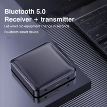 Transmissor e receptor de áudio sem fio, 2 em 1, bluetooth 5.0, cabo auxiliar 3.5mm, adaptador de música sem fio para carro, pc, tv e fones de ouvido