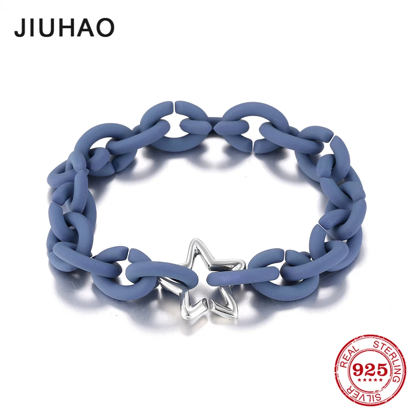 Новинка 925 Серебряные очаровательные браслеты Ocean Blue Strand мужские зеленые жесткие