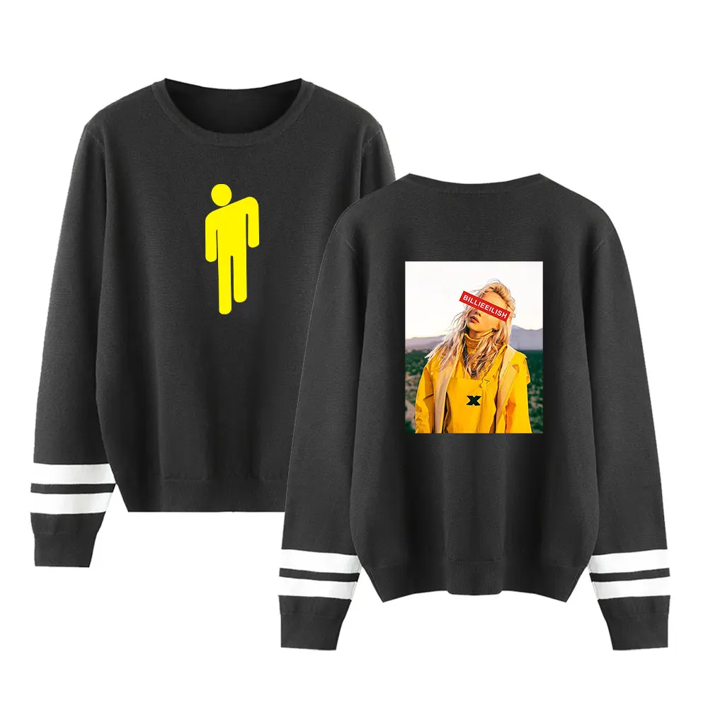 Модные Kpop вязаные свитера с круглым вырезом Billie Eilish, подходят для весны и осени, мужские и женские свитера, мужская и женская повседневная одежда