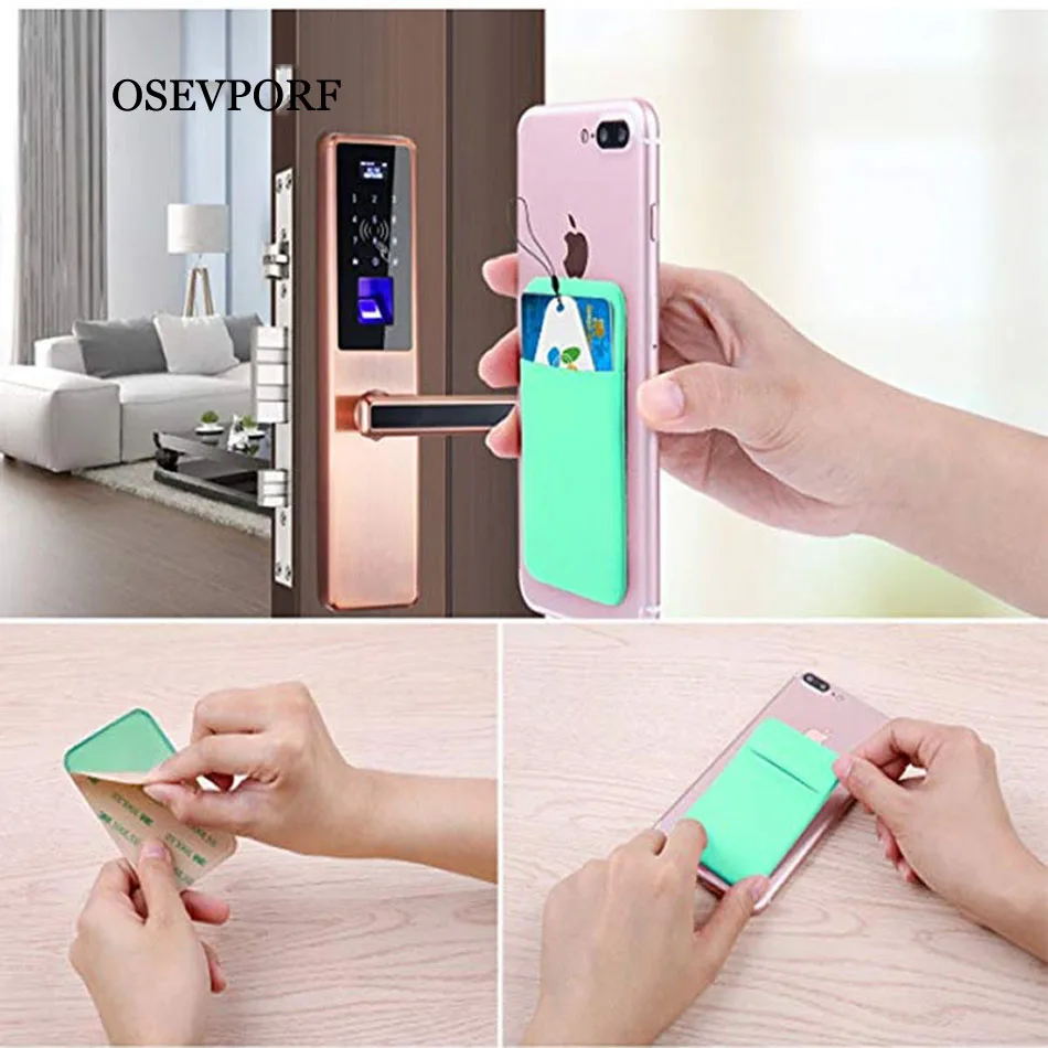 

Luxury Universal Phone Back Slot Card Wallet Case For iPhone XS X 8 7 Samsung S9 S10 Xiaomi 3M Sticker Silicone Phone Pouch Case