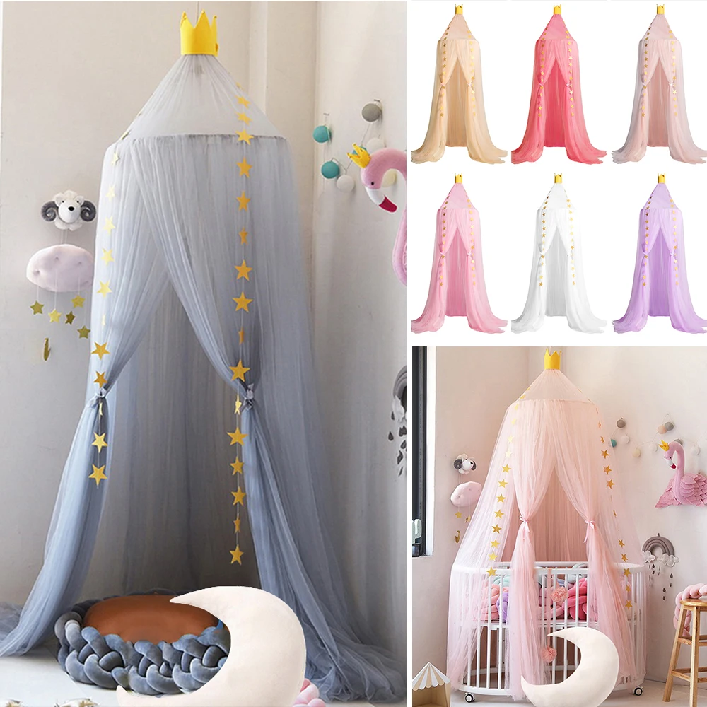 

Hanging Mosquito Net Round Baby Kids Lace Four Corner Student Canopy Bed Mosquito Net for Children Girls Room Decoration