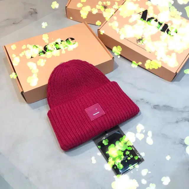 AC Studios Smiling face Beanie Skull Caps knitted Cashmere Eye Warm Couple Lovers Acne Hats Tide Street Hip-hop Wool Cap Adult 10