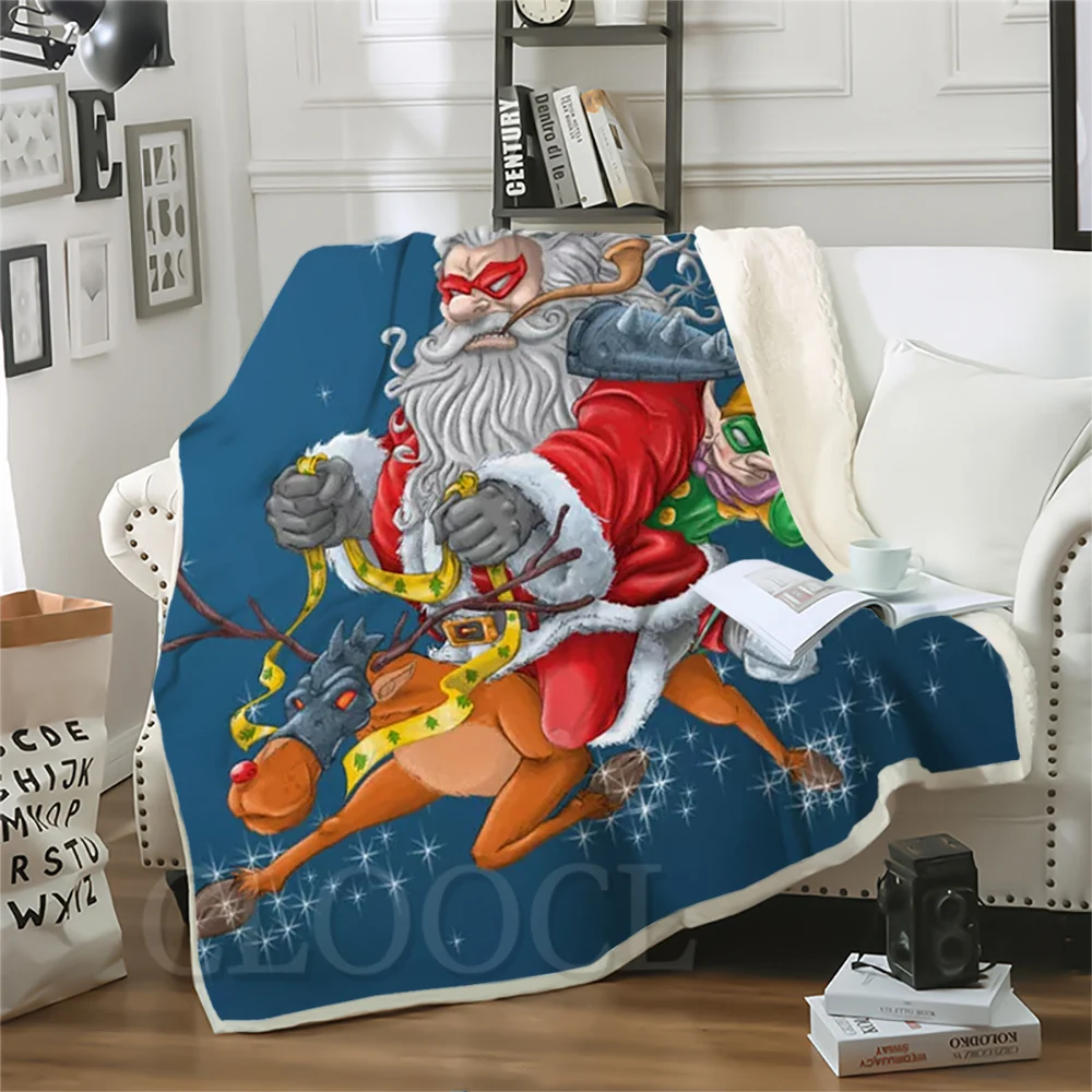 

Необычные плюшевые одеяла с рисунком Санта-лоси и эльфа