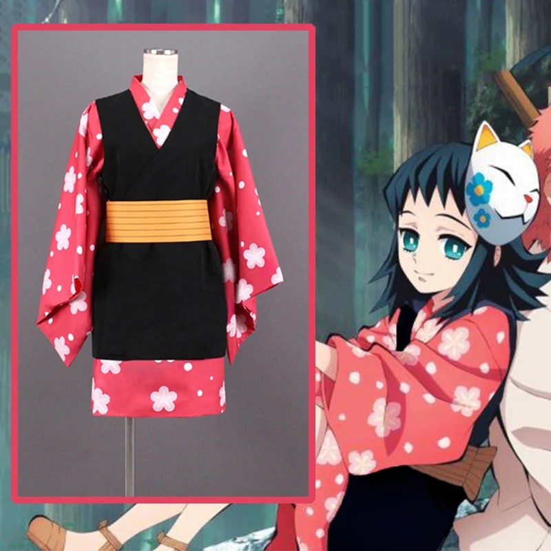 Аниме Demon Slayer Kimetsu No Yaiba карнавальный костюм Makomo кимоно для Хэллоуина комиксы из