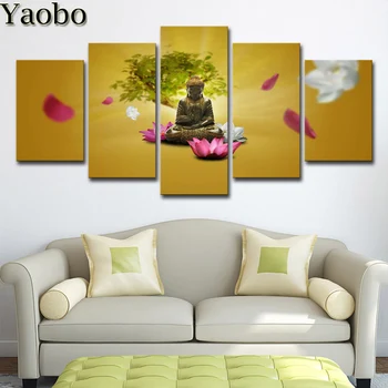 

5 Panels/Set diamond Painting Buddha Lotus diamond mosaic 5D icon diamond embroidery cross stitch home art wall sticker decor