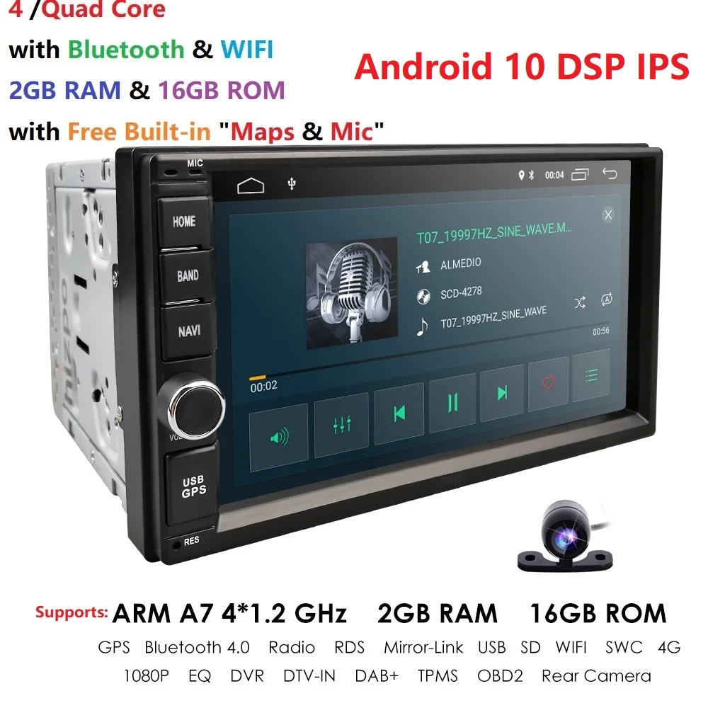 

Auto Radio 2 Din Android GPS Navigation Car Radio Car Stereo 7"1024*600 Universal Car Player Wifi Bluetooth USB Audio Android10