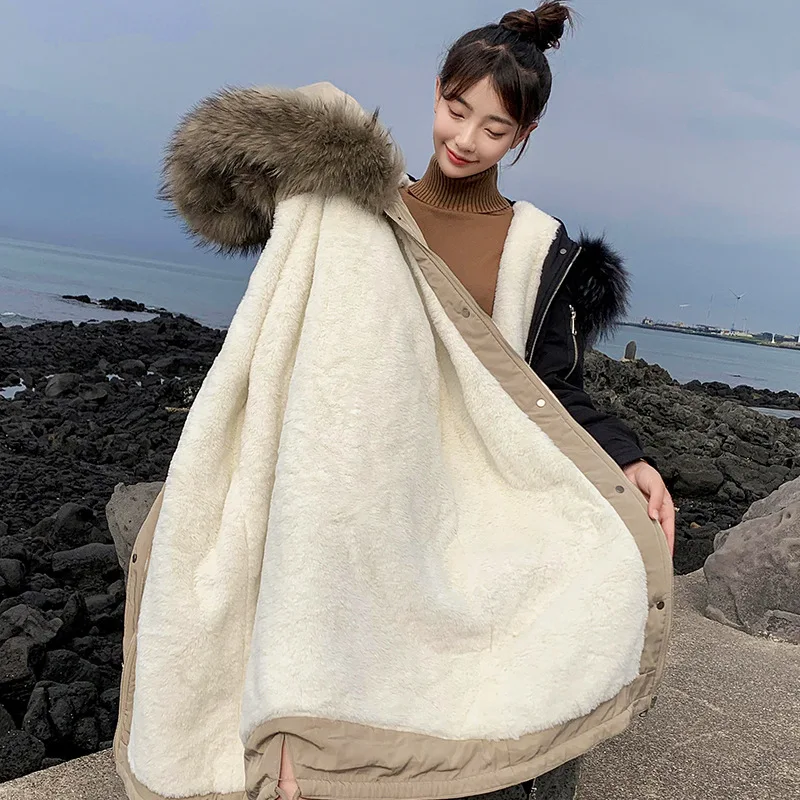 

Cross Border 2019 New Style Top Grade Elegant Korean-style Long Sleeve Hooded Slim Fit Warm Berber Fleece down Feather Cotton-pa