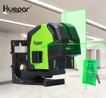 

Huepar Cross Line Laser Level with 2 Plumb Dots Professional Green Self-Leveling