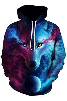

S-XXL Men Hoodies Sweatshirts Christmas Hoodies Men Brand Hoodie Men Wolf 3D Print Hooded Sweatshirt Mens Winter
