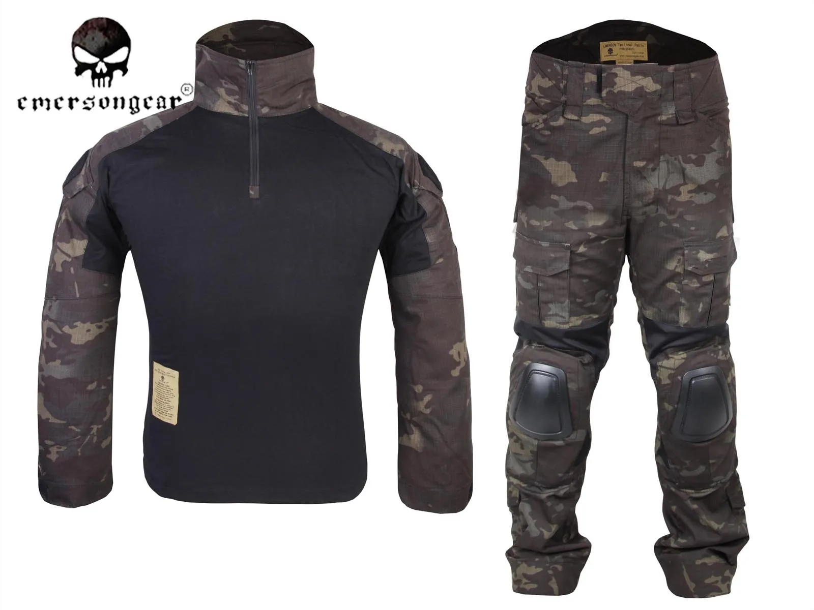 

EMERSON Combat Gen2 Shirt Pants Suit Airsoft Military Tactical bdu Uniform Multicam Black EM6971