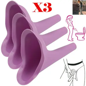 

3Pcs Portable Female Woman Ladies Urinal Urine Wee Funnel Outdoor Camping Travel Silicone Urinals Urination Device Stand Up Pee