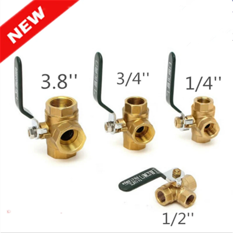 Новый 1/4 'Ɖ/8'' 1/2 'Ɖ/4 ''Brass шаровой клапан с фиксированным 3 Way полный L/T