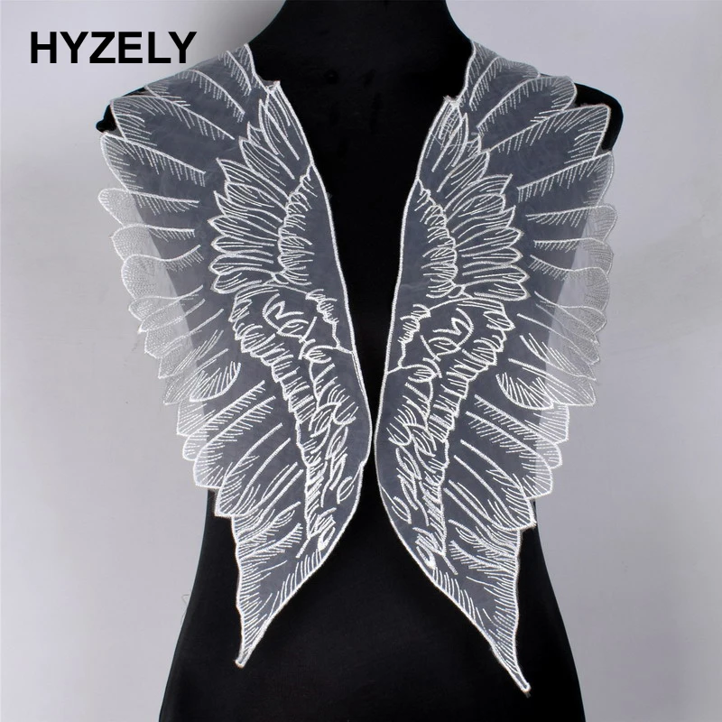 

1 Pair African Lace Fabric Angel Wings Wedding Decoration Trim DIY Water Soluble Embroidery Wide Lace Fabrics