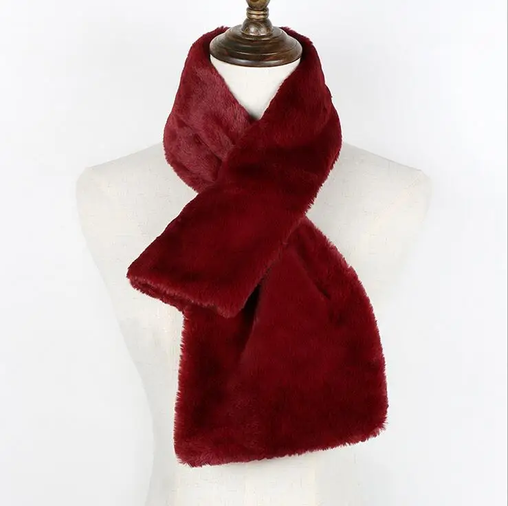 9 цветов, 56 см* 12 см, зимний теплый женский шарф из искусственного меха, пальто из искусственного меха, шарфы, роскошный енотовый воротник, теплый воротник, шаль - Цвет: wine red