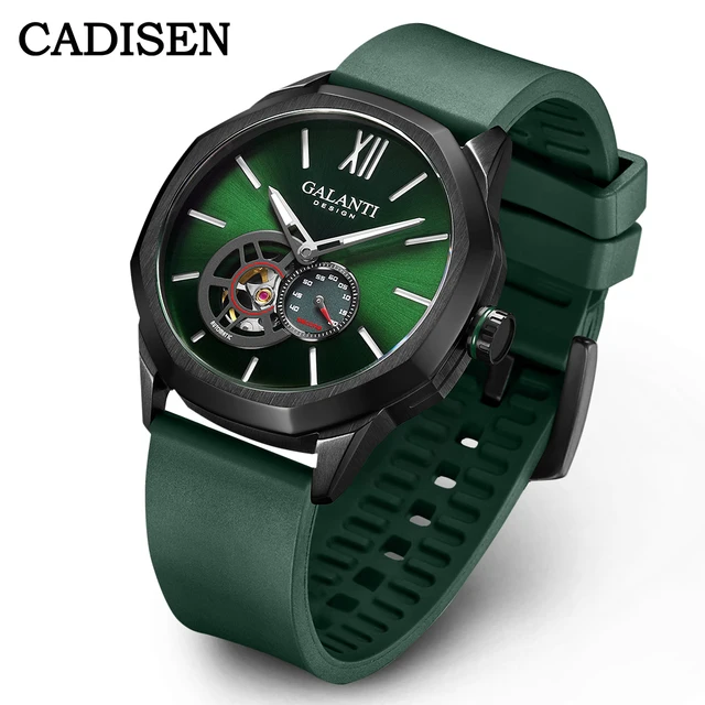 CADISNE GALANTI-Reloj de pulsera automático, cronógrafo mecánico con de Miyota-82S5, cristal de goma, resistente al agua, hueco - AliExpress