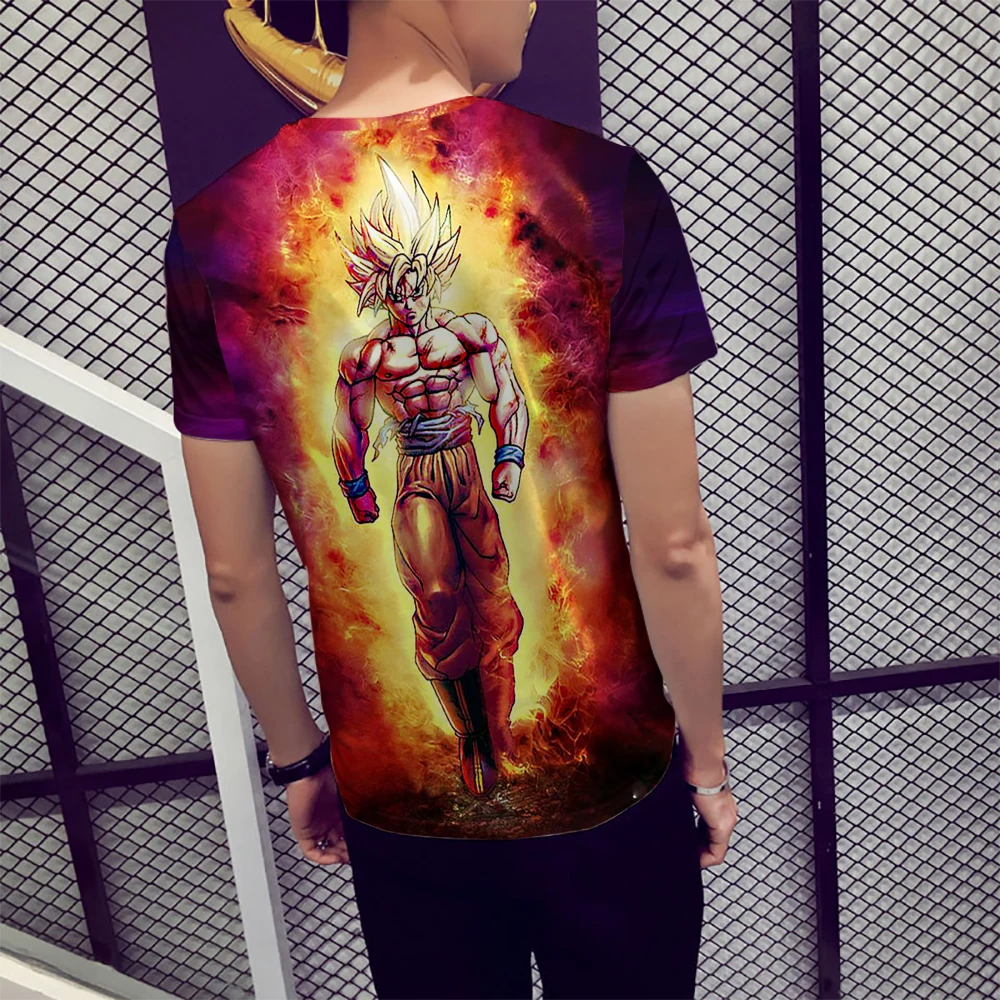 Аниме футболка 3D печать футболка Мужская дышащая с коротким рукавом мультфильм Dragon Ball футболка Camisetas Hombre футболка футболки