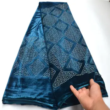 

Fashion Velvet lace fabric 2020 high quality african french lace fabirc 5yards velvet fabric for nigerian party dress MA051