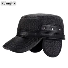 XdanqinX Новая зимняя мужская плоская шапка Толстая теплая армейская военная шапка бейсболка кепка Регулируемый размер хлопок теплые наушники шапки Папа Шапка