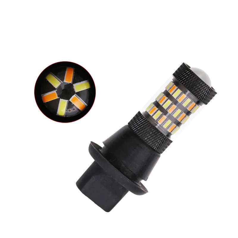 2 шт. T20 4014 60SMD 7440 СВЕТОДИОДНЫЙ Фонарь 1156 автомобильный стоп Обратный Свет дневного света 12 В лампа двухцветный сигнал поворота 18*68 мм