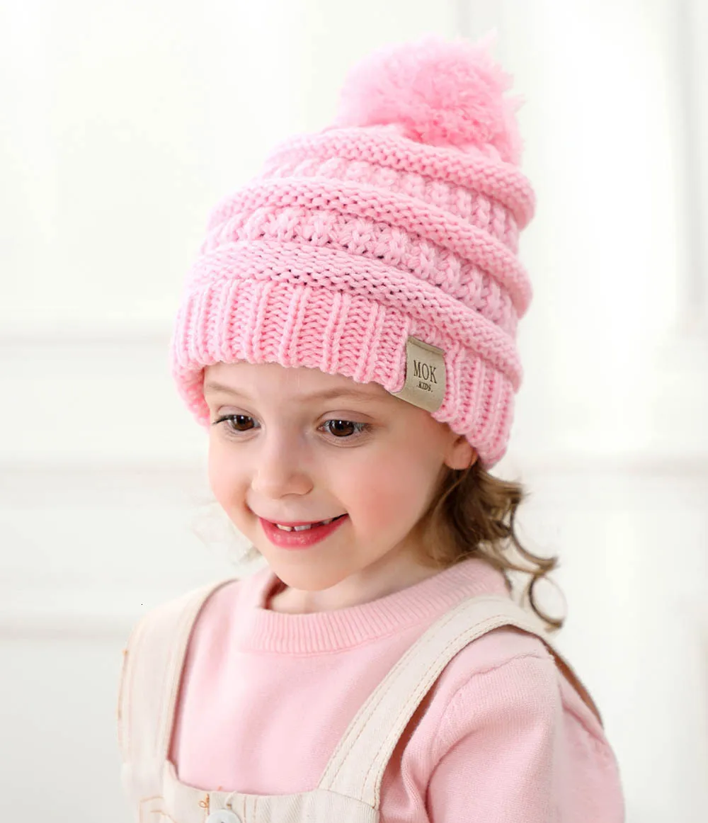 Детские зимние штаны шапка с помпоном из искусственного меха для маленьких мальчиков и девочек детский вязаный унисекс шапка бини детская шапка бини