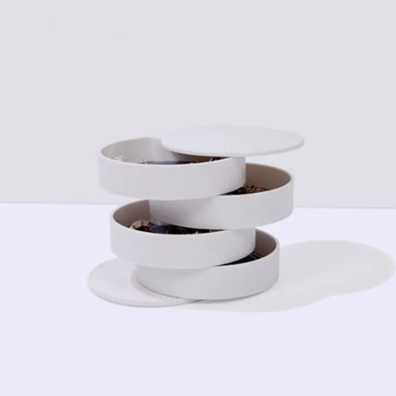 Ewelry коробки креативные 4 слоя вращающийся пластиковый контейнер для ювелирных изделий серьги кольцо многофункциональная коробка для хранения ювелирных изделий