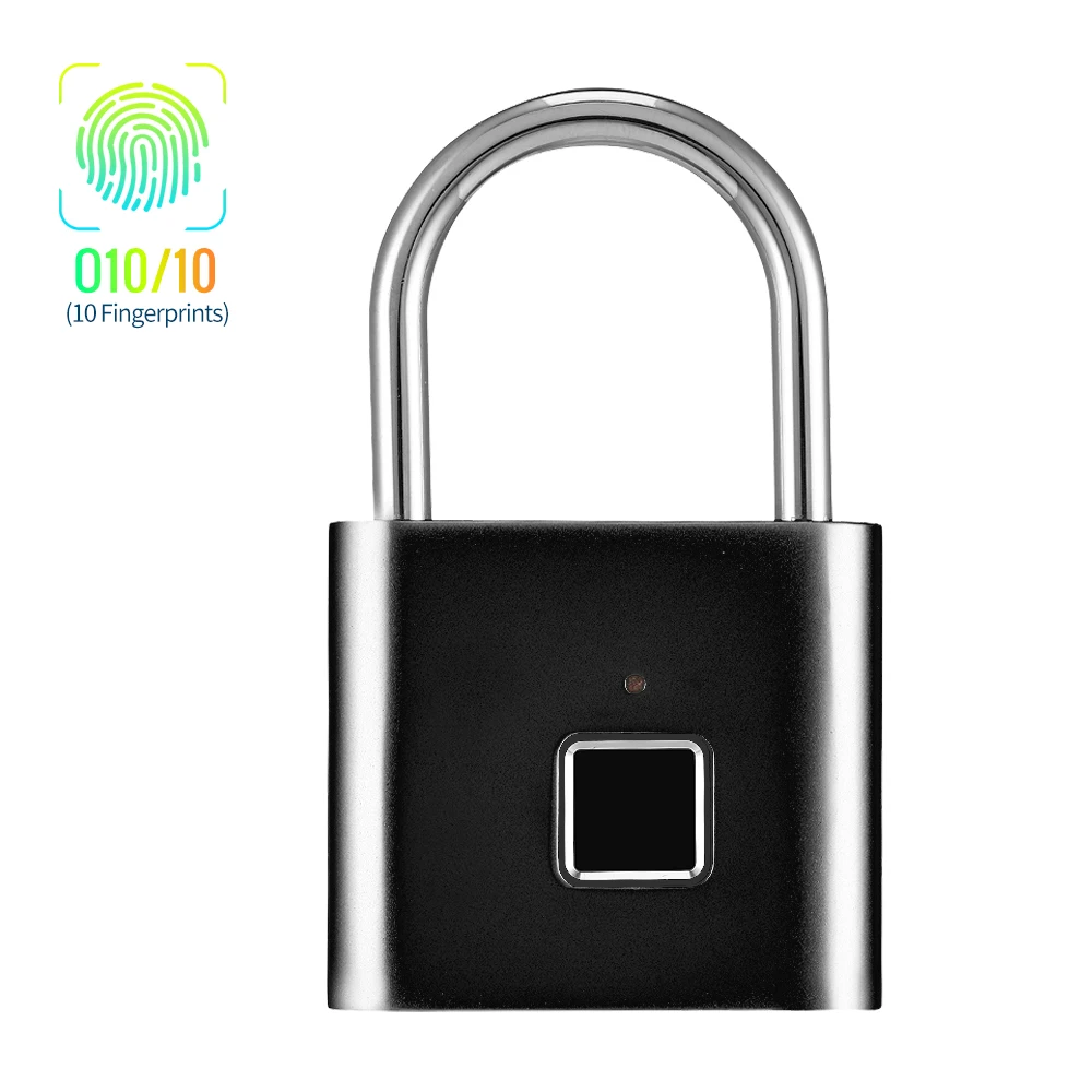 

New Smart Fingerprint Padlock Small Size Padlock Cabinet Fingerprint Lock Dormitory Anti-theft Lock O10/10 Silvery