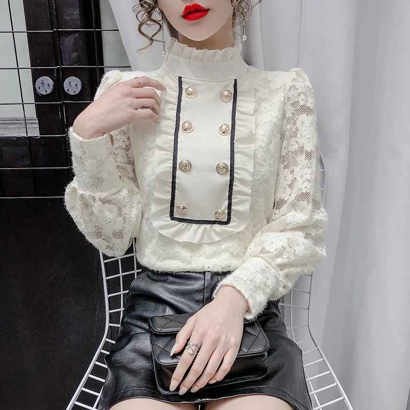 Women Retro Steampunk Gothic Blouse Ruffles Lolita Floral High Collar Shirt Medieval Blouses Gothic Victorian Ladies Party Shirt japanese gothic lolita style balck women dress 2020 autumn kawaii puff sleeve loose vintage ruffles cos ladies dresses vestidos