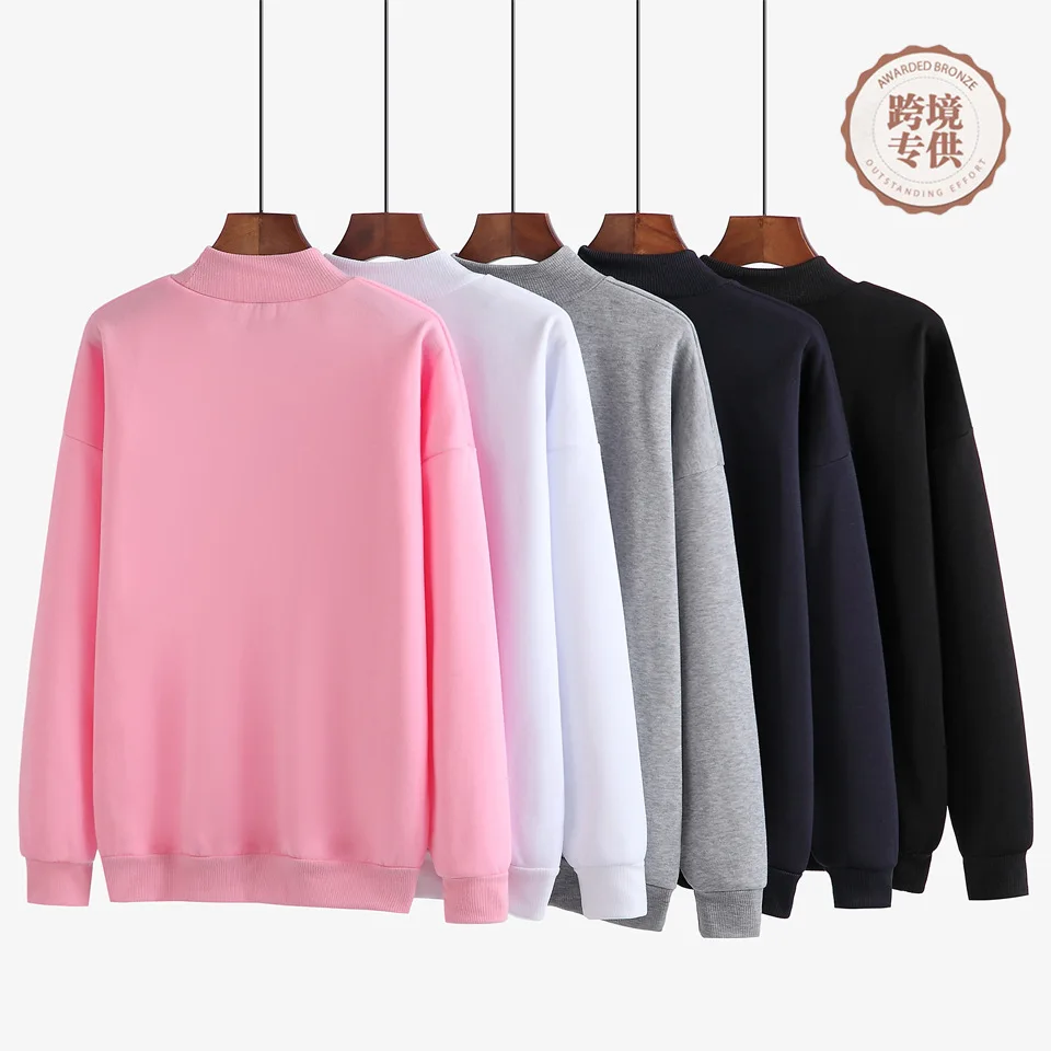 Новое поступление однотонная толстовка с высоким воротником женская зимняя