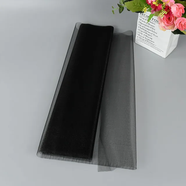 5/10m Wedding Decoration Tulle Roll Crystal Organza Sheer Fabric For Birthday Party Backdrop Wedding Chair Sashes Decor Yarn Black