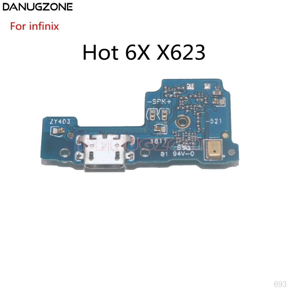 10 шт./лот для infinix Hot 6X X623 USB-порт зарядки док-разъем разъем зарядная плата гибкий