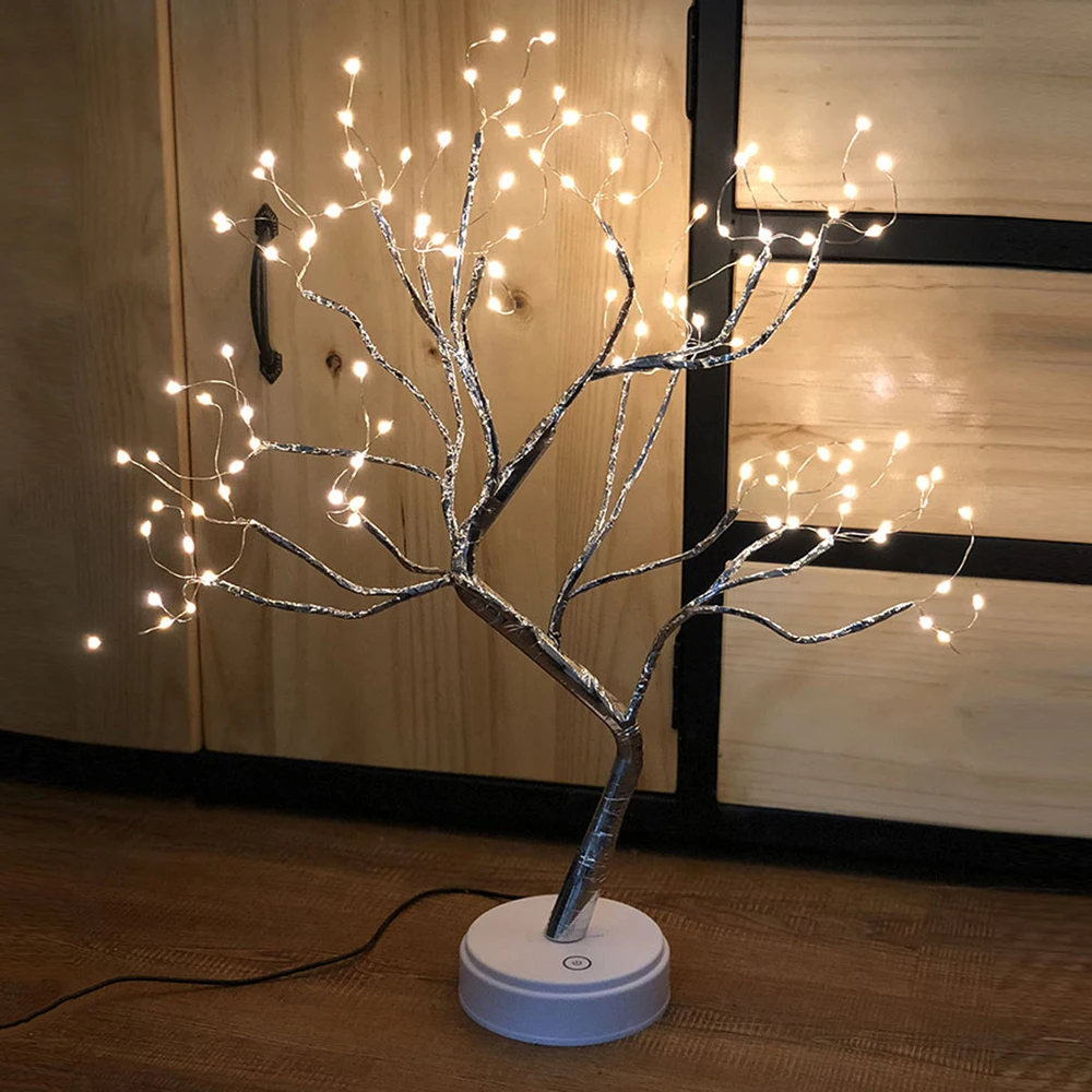 Touch Control LED Lights 108LED Simulation Tree Lights USB Tree Lights For Family Christmas Decorative LED copper Line Lights 10