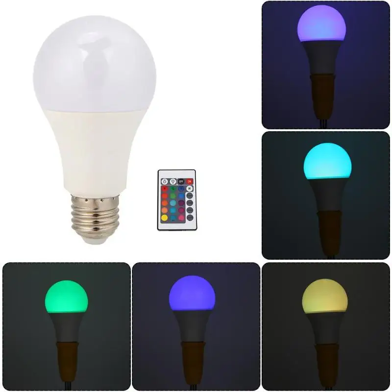 

E27 100-240V 5W Changing RGB Magic Led Bulb RGB LED Bulbs Remote Control Lighting Lamp Smart Colorful Lamp 110x60mm