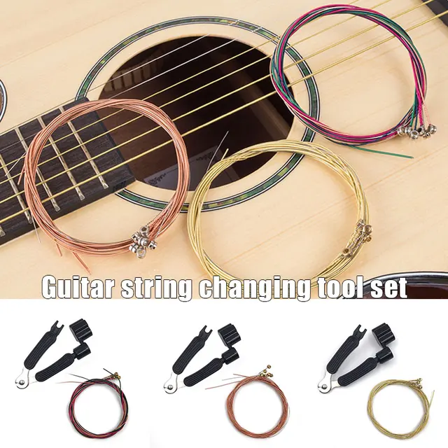 3 Color Style Guitar Strings Replacement Kit Colored Steel String For Acoustic Guitar Instruments Parts Accessories