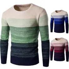 Uomini di inverno O Collo Manica Lunga a Blocchi di Colore Della Rappezzatura Lavorato A Maglia Pullover Maglione del modello degli uomini Patchwork girocollo maglione di lana