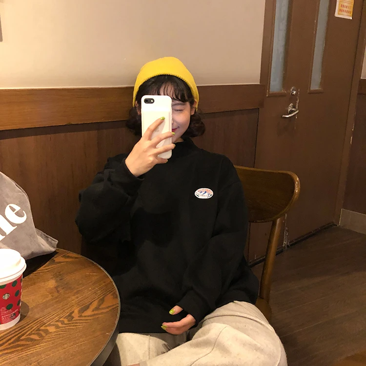 Женские кофты японский Harajuku Ulzzang Повседневная винтажная Ins Толстовка с вышивкой Женская Корейская кавайная одежда для женщин