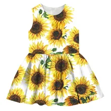 Г. Платье для девочек принт подсолнечника, Детская одежда детское платье для девочек Брендовое модное милое праздничное платье для маленьких девочек с кисточками
